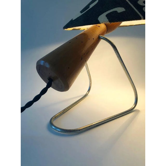 Mid-Century Table Lamp with Shade in Andrew Marten Linen, 1950s For Sale - Image 13 of 15