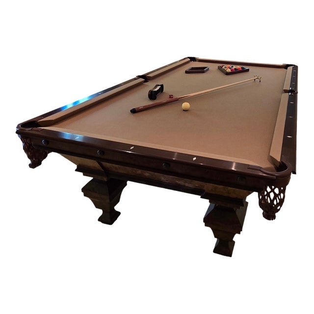 Antique Burled Walnut Billiards Table, Circa Late 1800's For Sale
