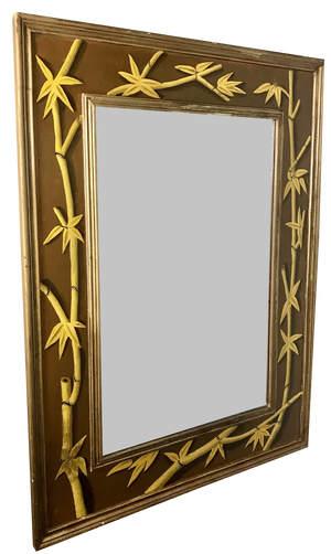 Antique Mirror with Bamboo Frame