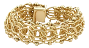 Multi Ring 14k Yellow Gold Wide Charm Bracelet