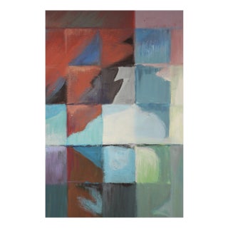 Jan Van Evelingen, Abstract Block Painting, 1980s, Acrylic on Paper For Sale