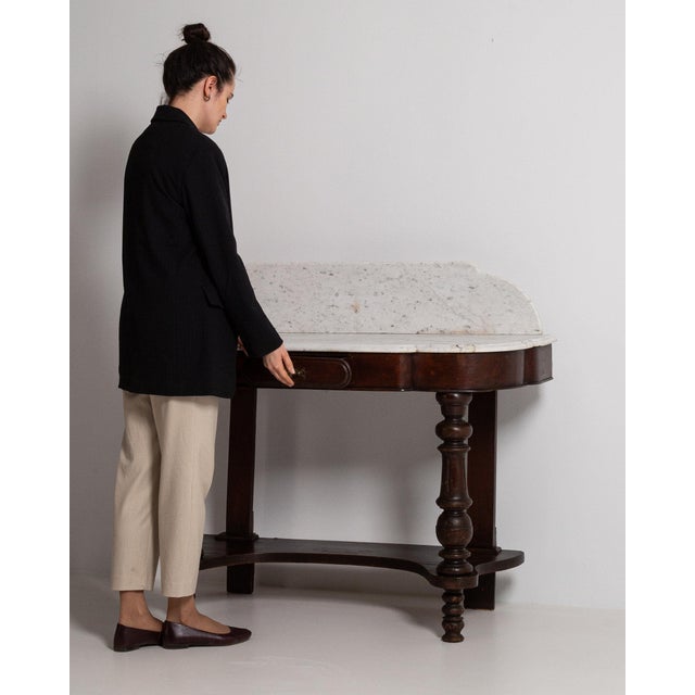 19th Century France Victorian White Wood Console Table For Sale - Image 10 of 11