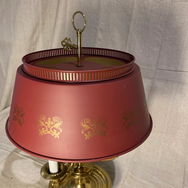 Mid 20th Century Brass & Tole French Bouillotte Lamp For Sale - Image 5 of 5