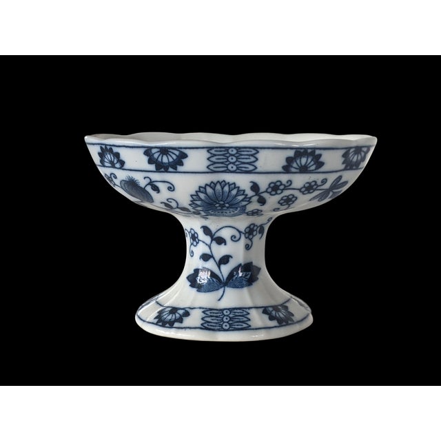 Vintage Blue Onion Porcelain Pedestal Soap Dish Holder For Sale - Image 10 of 13