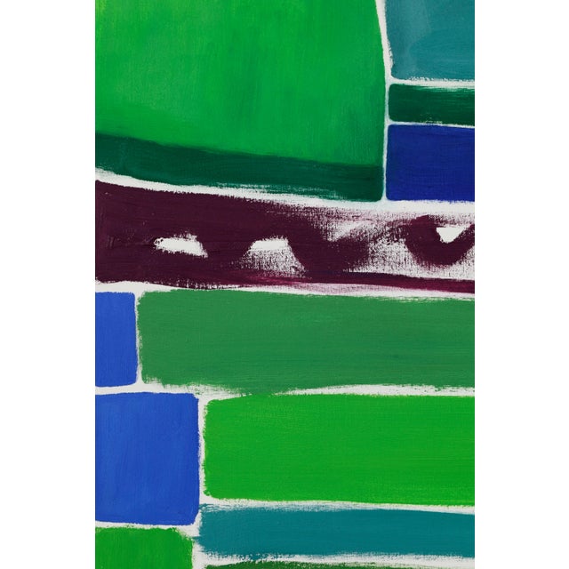 Textile "Squares / Green Purple" Large Abstract Painting by Simon Findlay - Set of 2 For Sale - Image 7 of 15