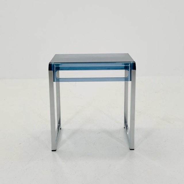 Space Age Blue Side Table by Marc Berthier for Prisunic, 1970s For Sale - Image 4 of 11