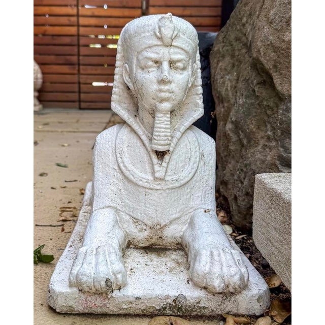 Early 20th Century Pair of Early 20th Century Sphinx Garden Statues For Sale - Image 5 of 5