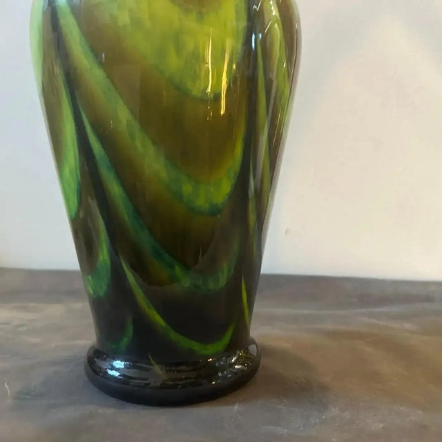 A 1970s Carlo Moretti Space Age Green, Brown and Black Opaline Vase For Sale - Image 11 of 11