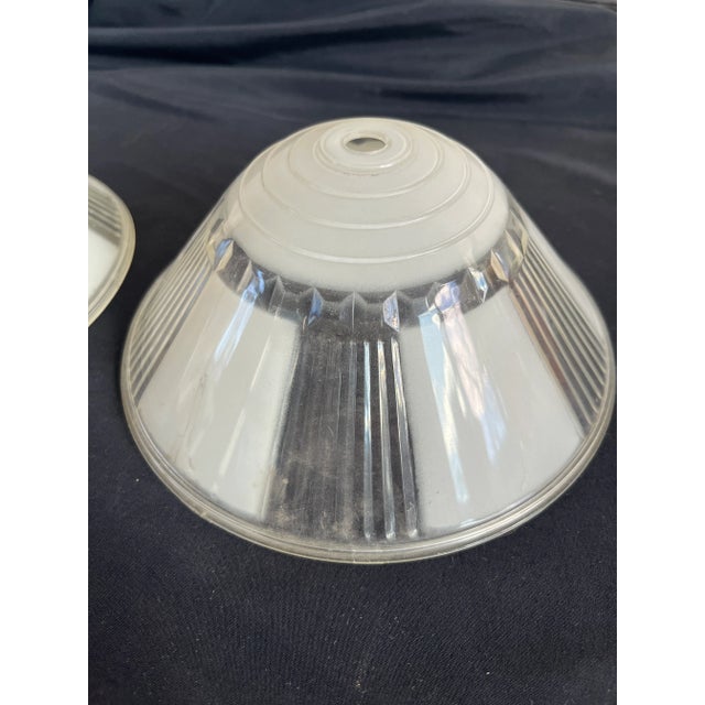 Pair of petite vintage translucent art deco style lamp shades. Made of an unusual plastic material, white frosted opaque...