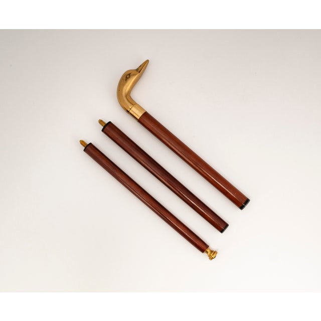 Mid-Century Modern Vintage Walking Stick with Brass Duck Head, 1960s For Sale - Image 3 of 13