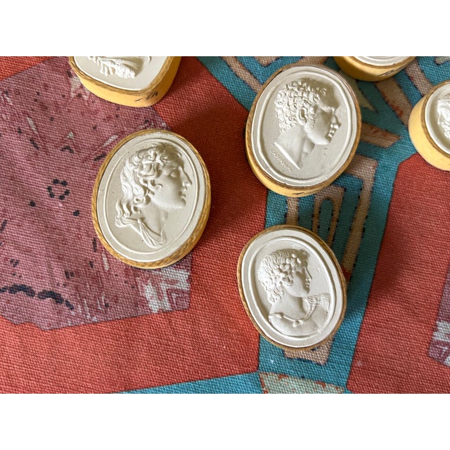 Antique Italian Grand Tour Plaster Intaglios of Roman Emperors & Classical Figures - Set of 12 (Group #12) For Sale In Little Rock - Image 6 of 12