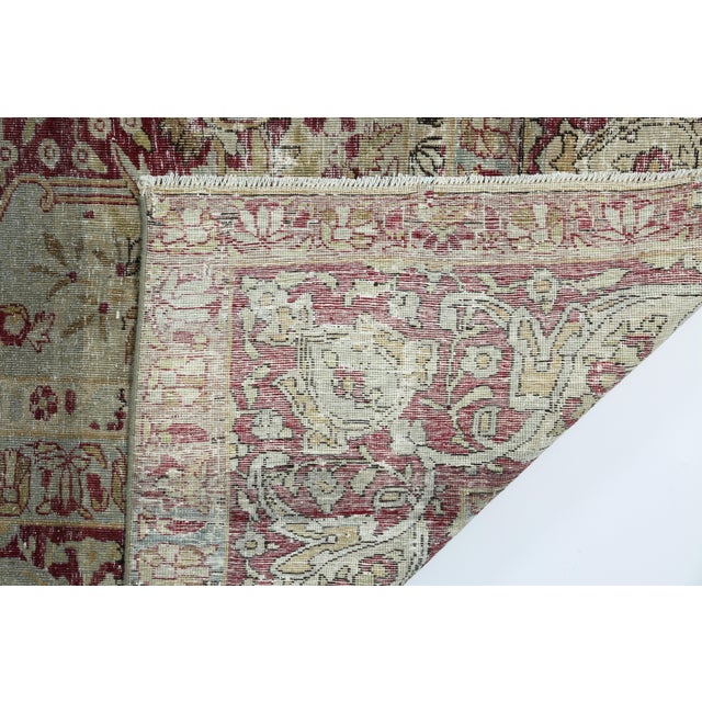 Authentic Antique Heriz Rug – Red, Beige & Olive Floral Pattern - 8' X 9' 9'' For Sale - Image 14 of 15