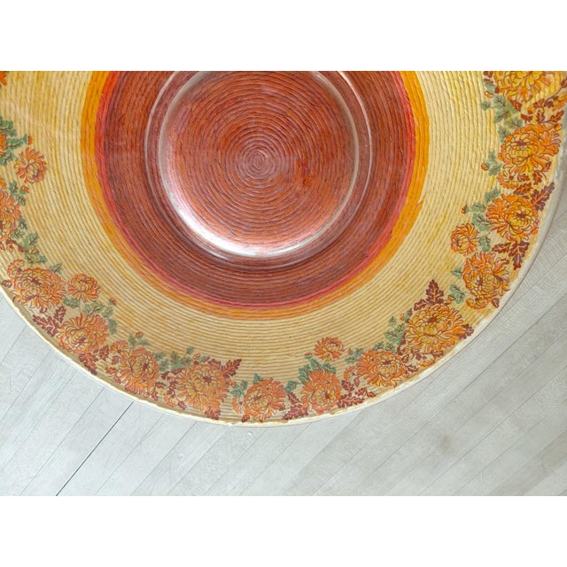 Glass Vintage Tur-Man Craft California Hand-Wrapped Glass Floral Platter For Sale - Image 7 of 8