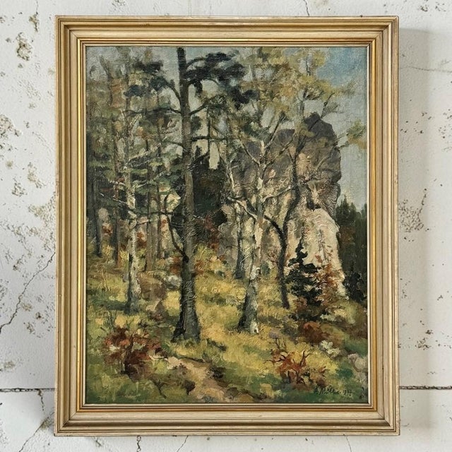 Belgian painter Arthur Henri Joseph Maximilien Maillien (1888–1962) created this atmospheric woodland landscape in 1937,...