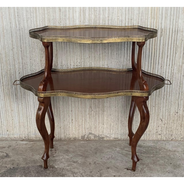 French French Mahogany Brass Two-Tier Side or Coffee Table For Sale - Image 3 of 8