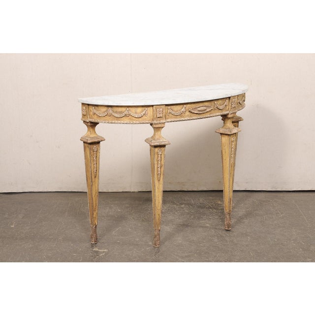 Mid 20th Century Italian Marble Top Console W/ Swag Accents For Sale - Image 12 of 12