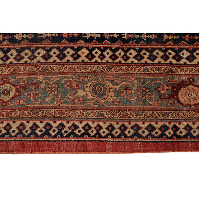 Red Early 20th Century Antique Bidjar Wool Rug For Sale - Image 8 of 13