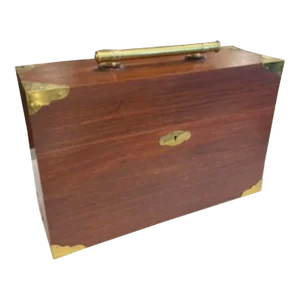 Vintage English Style Brass Bound Walnut Wine Bottle Decanter Box