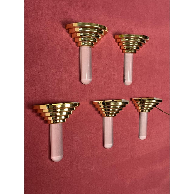 Vintage Hollywood Regency Style Halogen Wall Lamps, 1970s, Set of 5 For Sale - Image 6 of 11