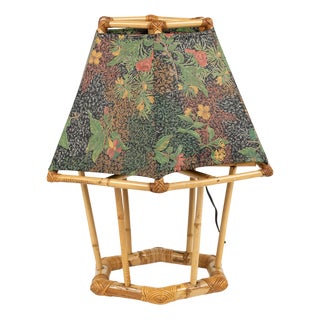 Midcentury Modern Table Lamp in Rattan and Bamboo, 1970s For Sale