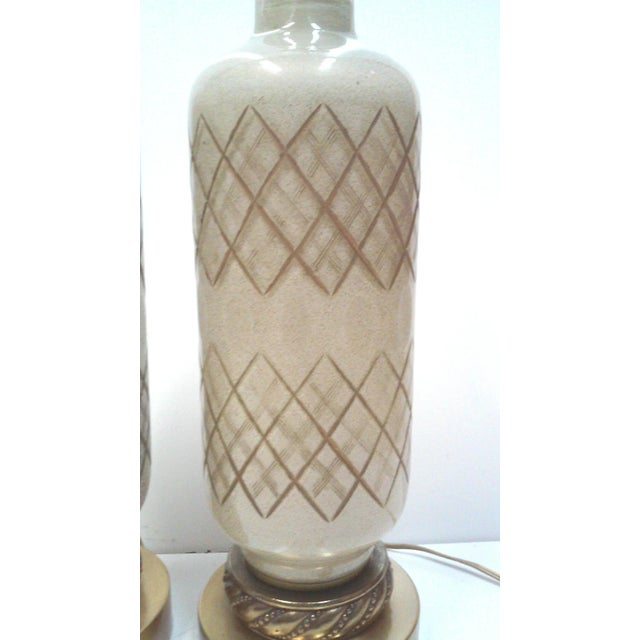 1950s 1950’s Gold Murano Lamps Cut Glass Table Lamps Hollywood Regency a Pair For Sale - Image 5 of 11