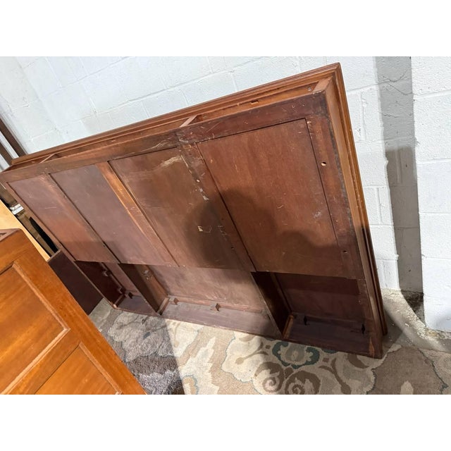 19th Century Large Size Antique English Geogra Style Oak Leather Top Double Pedestal Partner Executive Desk For Sale - Image 18 of 18