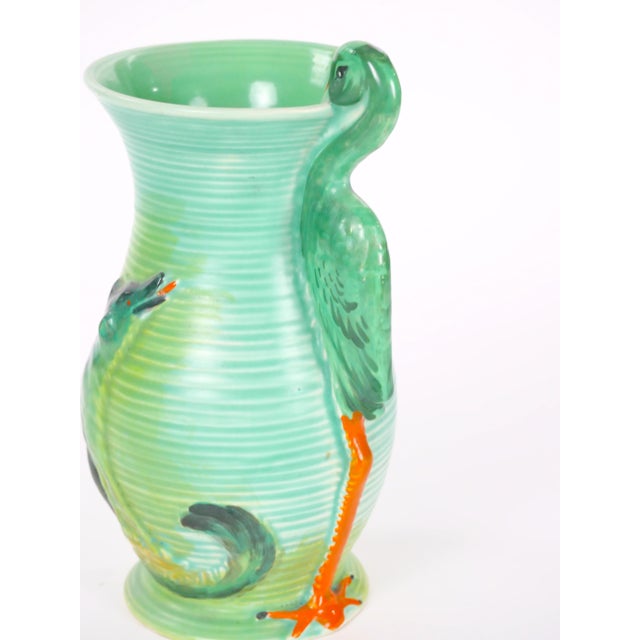 Green Mid-20th Century Burleigh Ware England Green Ceramic Heron Pitcher For Sale - Image 8 of 12