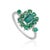 Contemporary Vintage Style Emerald and Diamond Cluster Ring in Silver, Size 8.5 For Sale - Image 3 of 14