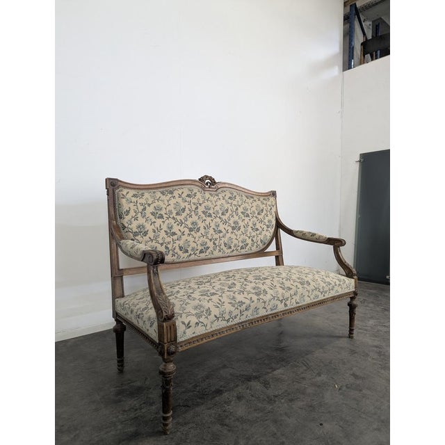 Louis XVI Style Living Room Set with Escutcheon Backrests, 19th Century, Set of 3 For Sale - Image 4 of 18