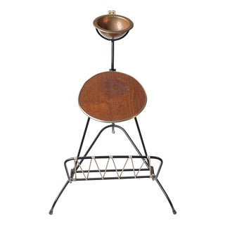 Danish Smokers Side Table and Magazine Rack in Teak and String Iron, 1950s For Sale