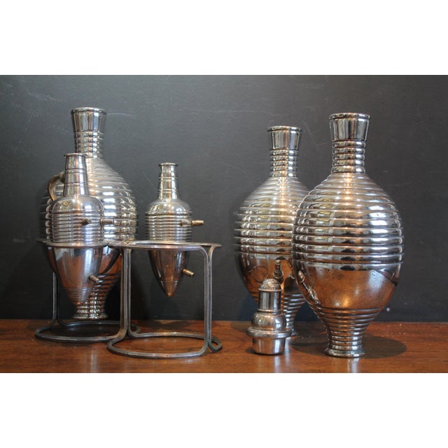 1920s Italian Art Deco Silver-Plated Decanters from Calegaro, 1920s, Set of 5 For Sale - Image 5 of 15