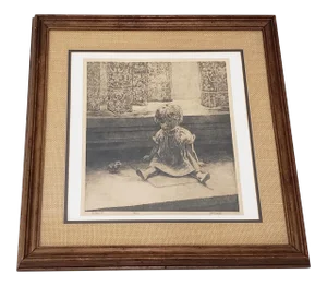 Vintage Lithograph "Eleanor"A Young Girl With a Frog C.1970s