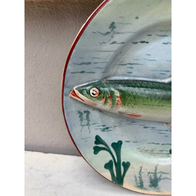 19th Century Majolica Palissy Porcelain Fish Wall Platter For Sale - Image 4 of 5
