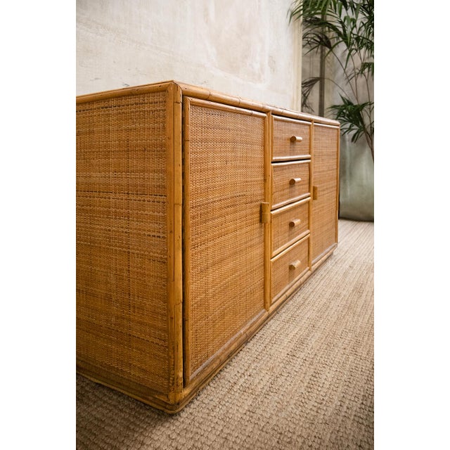 Bamboo and Woven Rush Sideboard, 1970s For Sale - Image 6 of 7