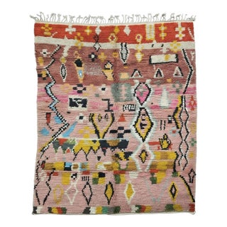 Colorful Abstract Handwoven Berber Wool Rug - 8.9 X 7.1 Ft For Sale