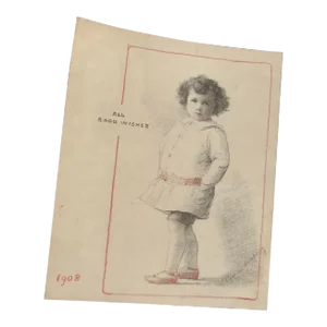 1908 Comemorative Drawing Signed Florence Humphreys