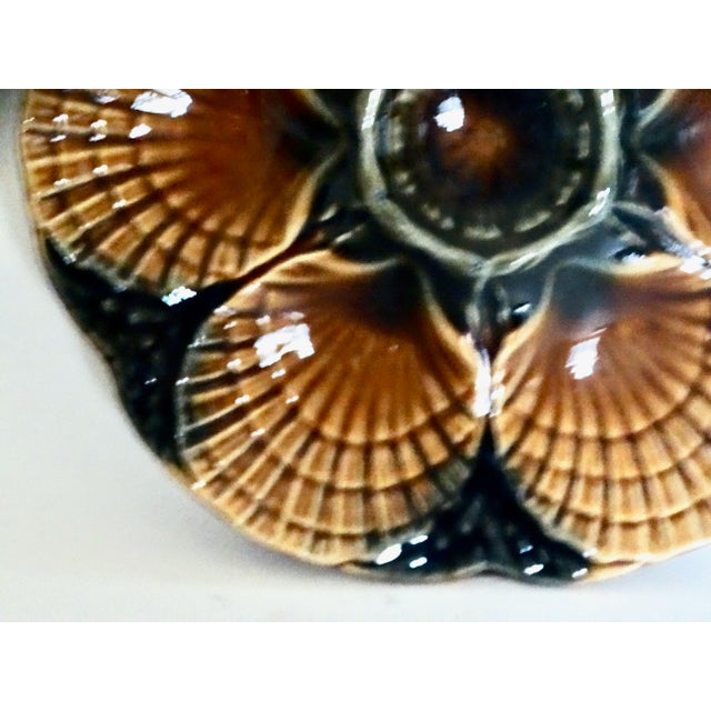 Ceramic French Faience Sarreguemines Oyster Plate For Sale - Image 7 of 9