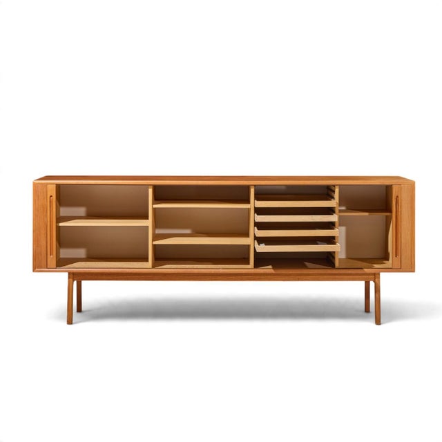 Svend Aage Larsen for Faarup Møbelfabrik Mid Century Danish Teak Tambour Door Credenza For Sale In Chicago - Image 6 of 11