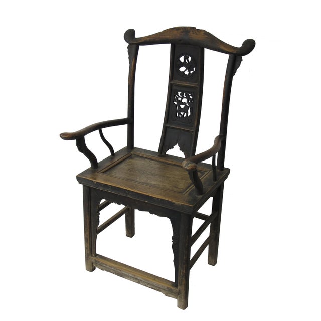1920s Antique Chinese Government Official Hat Armchairs - a Pair For Sale - Image 5 of 11