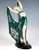 Delicate goldscheider art déco ceramic figurine of the late 1930s: gracefully posing dancer in a dark green costume:...