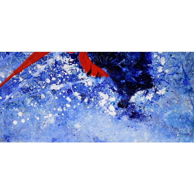 Blue Red Underneath - Textured Expressionist Composition in Acrylic on Canvas by Charles David Francis For Sale - Image 8 of 10