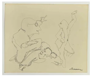 Mino Maccari, Figures, Ink Drawing, 1960s