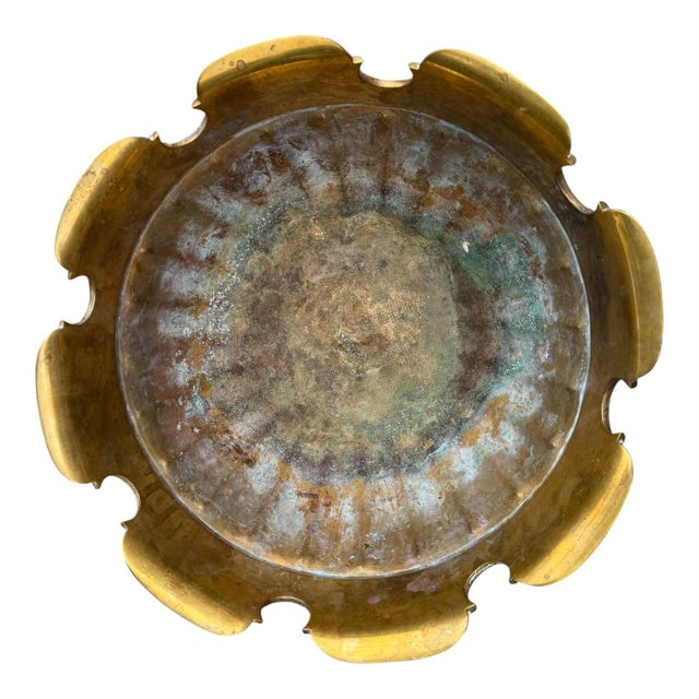 Metal Large Solid Brass 12" Planter or Cachepot With Ring Handles Made by Mottahedeh For Sale - Image 7 of 7