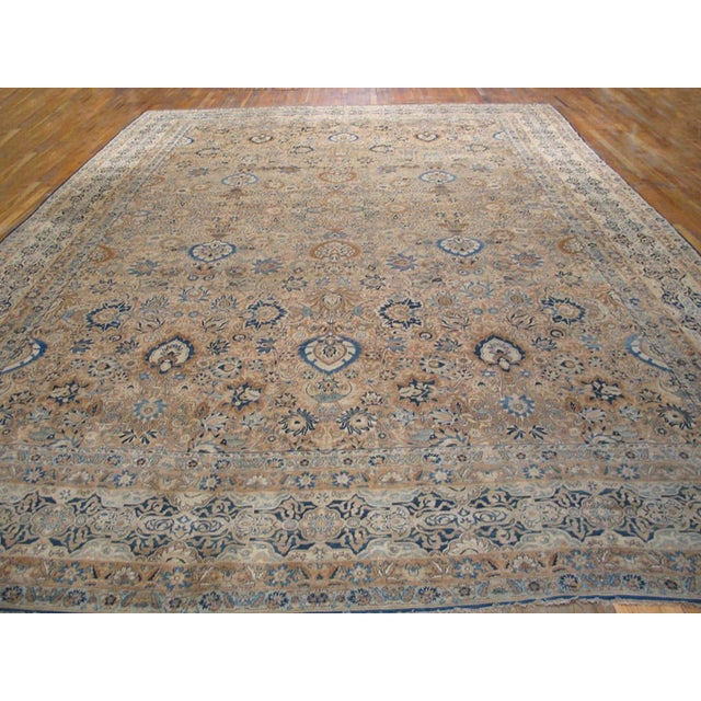 Textile Luxurious Beige Background With Special Allover-Floral Design Antique Persian Kirman Rug For Sale - Image 7 of 12