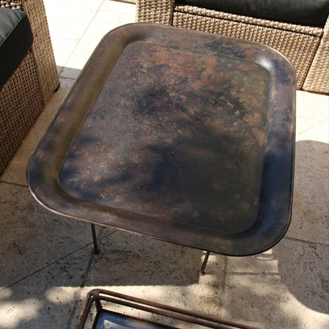 1970s Large Antique Painted Sheet Metal Tray, France, 1970s For Sale - Image 5 of 7