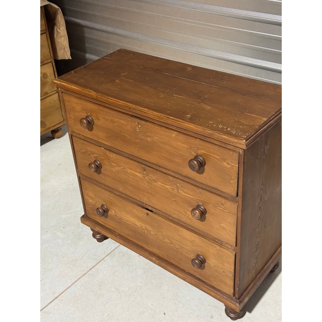 Antique Pine Three Drawers - Chest of Drawers From England For Sale - Image 4 of 18