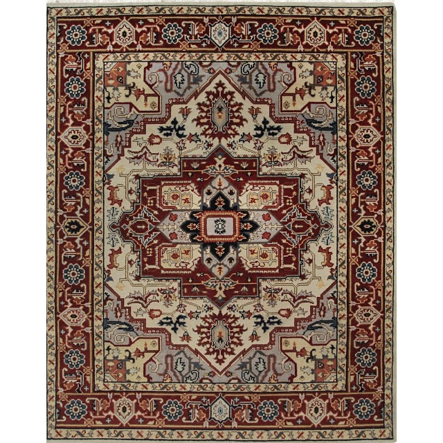 8x10 Sophisticated Radiant Ivory Floral Medallion Hand Knotted Wool Carpet Rug For Sale - Image 9 of 9