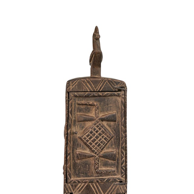 Lg Vintage Unique Dogon Hand Carved Wooden Box Mali 32" H For Sale In New York - Image 6 of 9