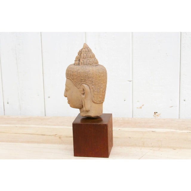 19th Century Antique Khmer Sandstone Statue For Sale - Image 5 of 9