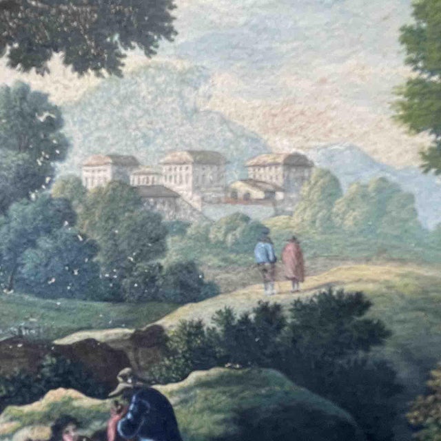 Italian Artist, Bucolic Landscapes, 1800s, Watercolor on Cardboard, Set of 2 For Sale - Image 5 of 14